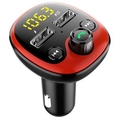 BT21 車載 MP3 藍牙播放器 適用 USB 充電 免提 FM 發射器, 通用, 紅色