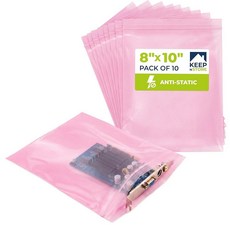 8\" x 10\" Pink Anti-Static Resealable Poly Bags Pack of 5 - ESD Safe 2 Mil Plastic Bags for Electr, 8"W x 10"L, Pack of 10