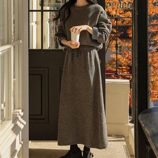 저스트원 체크배색 니트A라인 니트 스커트 세트 1110446