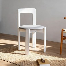 [리비니아] 엘레나 쿠션형 원목의자 인테리어 디자인의자 빈티지의자 식당의자 원형의자 1+1개, 2개, 화이트