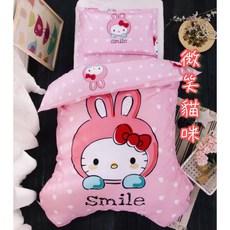 四季款兒童幼稚園厚實兩用睡袋 六件套 小童保暖睡袋 送提袋, 微笑貓咪(送提袋)超值3公斤無法超商