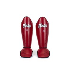 FAIRTEX 散打泰拳拳擊護腳 MMA皮革護脛 - 紅色 (S/L碼), 1個, M碼