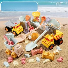 아동용 모래놀이 세트 물놀이 모래삽 모래통 모래놀이도구, 1개, 굴착기 운반장+해변 보트+대형통 30종 삽