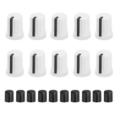 uxcell 유엑셀 6mm 포텐셔미터 D축 노브 10개입 화이트 블랙, 1개