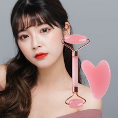 핑크 페이스롤러 하트괄사 세트 셀프마사지 eun+31078DK