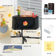소형 불꽃 모양 무드등 USB 가습기 블루투스 스피커 겸용 사무실용 은은한 조명 홈 인테리어 선물용, 2_블랙 가습기 스피커+향기 1병, 단일 모델