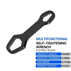 유니버설 Torx 렌치 3 17mm 8 두께 자체 조임 가능한 보드 더블 헤드 스패너 수공구, 01 Black, 1개