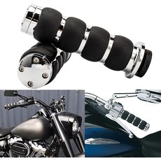 오토바이 1인치 핸드 그립 바 끝 핸들 스파이크 크롬 블랙 알루미늄 고무, Chrome#2