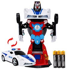 파피앙 LED 경찰차 변신로봇 폴리스카 +건전지포함, 흰색외, 1개