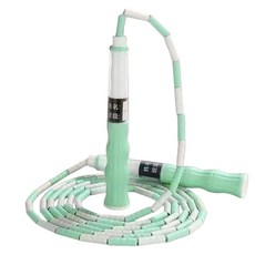 Agnite 兒童竹節跳繩，長度可調設計，適合幼兒園與小學生運動使用, 1個, 签名款綠色【軟珠竹節】