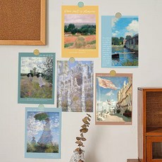 【喵喵 】10張複古莫奈油畵卡片留言卡明信片室內臥室高級文藝裝飾diy墻貼, 1個