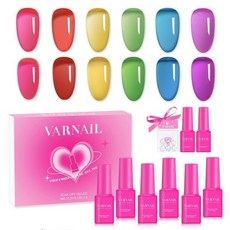 젤리 젤 네일 폴리쉬 키트 6가지 색상 반투명 앰버 시어 시리즈 폴리쉬 UV 라이트 15ml/병 아트 매니큐어 DIY 여성용 홈 살롱 (티타임), 6ML-Rainbow Candy