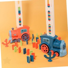 어린이 도미노 기차 놀이 세트 자동배열 장난감 유아 교육완구 집중력 발달, 1개, 파란색