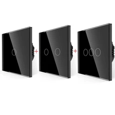 1/2/3pcs 벽 터치 스위치 EU 강화 크리스탈 유리 패널 갱 1 방법 라이트 센서, 16 1g 2g 3g balck, 01   Mainland, 01 100 240V