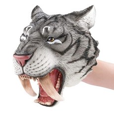 Gemini&Genius Saber-Toothed Tiger Hand Puppet Wild Animal Plush Toy Soft Rubber - Realistic Acti