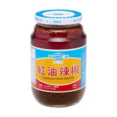 【明德食品】經典辣醬紅油辣椒(410g/罐)純素 中辣 岡山豆瓣醬 紅油 辣椒, 1個