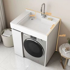 드럼세탁기 싱크대 애벌 탕비실 개수대 66x60빨래판모델 빨래 베란다, 1, O. 85CM 왼쪽 캐비닛 문지르지 않은 싱크대