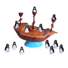 企鵝平衡海盜船/一盒入 企鵝海盜船 平衡船 企鵝 平衡遊戲 桌遊 益智玩具 益智遊戲 兒童玩具, 多色, 1個