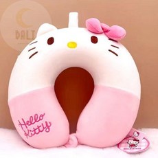 [헬로키티] 메모리폼 비행기목베개 차량목베개 여행용목베개 헤드레스트, 핑크