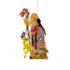 皮影 壽星 牛皮雕刻 手工上色 復古色, 如圖所示, 1個