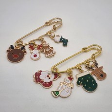 상상스토어 크리스마스 1+1 캐릭터 옷핀 브로치 세트, 2개, C