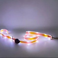 애견 리드줄 LED 목줄 야간 LED 산책 목줄 포즈인코리아, 1개, 핑크&오렌지 1개, 핑크&오렌지