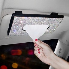 자동차 티슈 박스 장식 액세서리, 1개, 디럭스풀다이아몬드컬러풀화이트다이아몬드