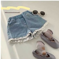 女童花邊牛仔短褲 夏季新款薄款兒童外穿洋氣短褲