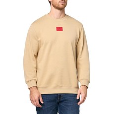 HUGO 남성용 레귤러 핏 스퀘어 로고 저지 스웨트셔츠 블랙. 195449