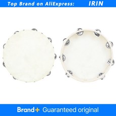 IRIN 10인치 탬버린 오르프 양가죽 타악기 징글 크리스마스 드럼 나무 선물 판데로스, 10 Inch