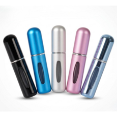 무드업 휴대용 향수공병 펌핑식 5ml 리필, 5개, 블랙,실버,스카이블루,블루,핑크