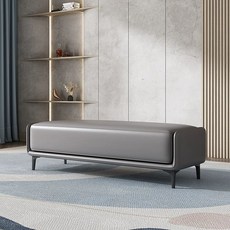 가죽 긴의자 침대 발치 벤치 매장 대기용 스툴, 진회색 175x40x45 B
