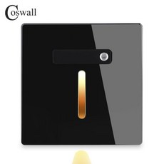 TAWOIA LED 계단 조명 PIR 센서 벽 AC 110V-240V 최근 각광 복도 램프 모션, 02 Glass Black, 01 1.5W, 1개