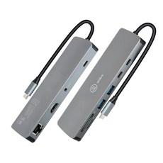 aibo 多功能USB Hub Type-C擴展塢 支援PD3.0快充 4K HDMI SD/TF讀卡機 RJ45網路接口, 銀色, 1個