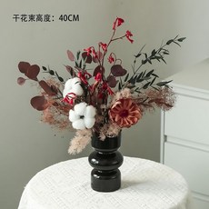 幹花 永生花 仿真花 幹燥花 裝飾花 清新配色 客廳高級感花束 尤加利雛菊天然真花酒櫃前臺桌麵擺件, 錦繡B款【不含瓶】