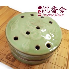 沉香舍 神龍搶珠陶瓷香爐 附防火棉 裂窯設計 冰裂香爐 耀州窯絕版 附隨機木片, 1個