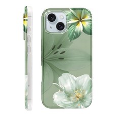 Jumkook 아이폰 15 6.1인치용 폰 케이스 심미적인 여름 히비스커스 백합 꽃 꽃무늬 패턴 여성 소녀를 위한 패션 귀여운 디자인 커버 아이폰15용 충격 방지 낙하 보