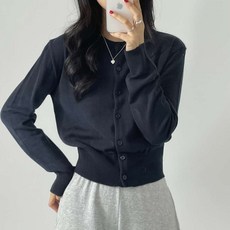 페이브드 [허리잘록] 베이직 기본 라운드넥 심플 가디건