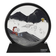 日本Chatani茶谷SNOOPY史努比太空月球漫步3D立體流沙畫轉盤 桌面擺飾, Black, 151-333190BK