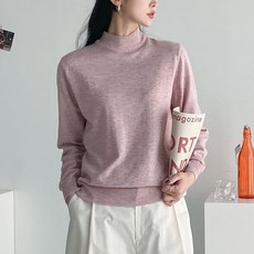 Tteugaejin 女款喀什米爾感半高領針織衫