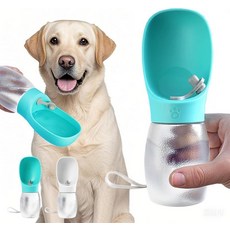 휴대용 강아지 물병 354.9ml(12온스) 누출 방지 여행용 반려동물 디스펜서 청록색 물 음료 피더 포함 (블루 스몰) 198706, 블루