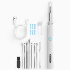 고화질 귀이개 내시경 스마트 비주얼 이어 스틱 HD1080P 4.2MM 카메라 WIFI 귀 청소기 스푼 무선 건강 관리 방수 6LED, WHITE MORE SPOON