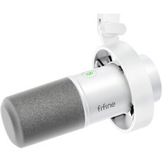 FIFINE 다이내믹 마이크 USB/XLR 마이크 마이크 세트 단일 지향 PC 마이크 볼륨 조절 음소거 버튼 음성 모니터링 마이크 암 포함 오디오 인터페이스/오디, 마이크 (본품 only), 화이트