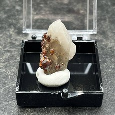 광물 표본 상자 천연 가넷과 스모키 크리스탈 공생 + 크기 3.5 cm 치유 석영 결정과 돌 암석 보석, 옵션01) s705