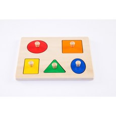 꼬띠레동 유아 어린이 몬테소리 손잡이퍼즐, 3.다섯가지 도형 꼭지퍼즐, 1개