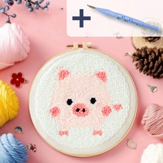 MANETMONT 펀치 니들 자수 + 4단 바늘 세트 DIY, 17. 아기돼지+4단바늘, 1개