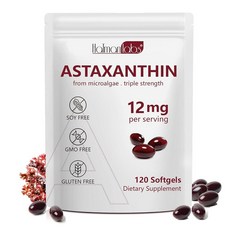 Daiasns 아스타잔틴 12mg 아스타잔틴 항산화 보충제 눈 관절 내부 순환 및 피부 건강 지원 - GMO 프리 소프트젤 120개 - 4개월 분량, Daiasns 아스타잔틴 12mg, 아스타잔틴 항산화, 1개