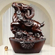 【】黑檀木鵰山羊擺件十二生肖福財羊鵰刻家居客廳裝飾紅木工藝品送禮 3VAS, 花梨木【元寶羊】,整木精雕【元寶羊】高6cm
