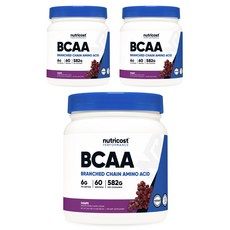 nutricost BCAA支鏈胺基酸補充粉 葡萄口味 582g, 60顆, 3罐