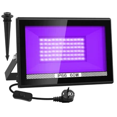 UV LED 블랙 라이트 30W 자외선 플러드 IP66 방수 야외 무대 조명 바 댄스 파티 크리스마스, 02 60W 100leds, 02 US Plug